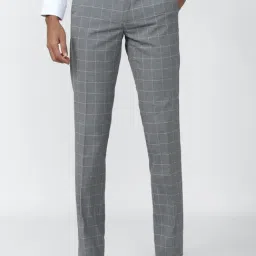 Van Heusen Grey Slim Fit Checks Trousers-picture-29