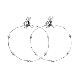 VOJ Stainless Steel Silver-Plated Artificial Beaded Anklets-picture-31
