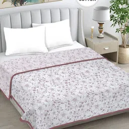 FABINALIV Purple Floral Reversible AC Room 230 GSM Pure Cotton Double Bed Dohar-image-16