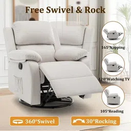 FRIENDS LIFE Beige 1 Seater Manual 360 Swivel Recliner image 5