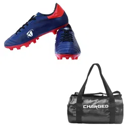 charged Sports Bag Adena Black With Gowin Football Shoe Ace Navy Red Size-7 image 1