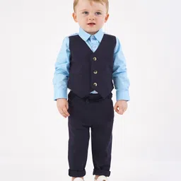 Bonfino Rayon Full Sleeves Solid Party Suit - Blue-picture-10