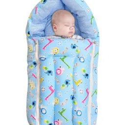JARS Collections  Organic Cotton Sleeping bag Cum Nest Bag cartoon Print  Blue-picture-25