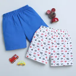 BUMZEE Pack Of 2 Solid & Fish Printed Shorts - Royal Blue & White-picture-25