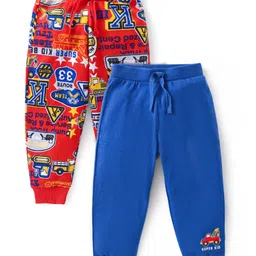 Babyhug Cotton  Knit Full Length  Lounge Pants  with Car Print Pack of 2 - Red & Blue-picture-12