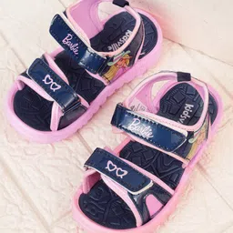 Kidsville Mattel Featuring Barbie Printed Double Velcro Closure Sandals - Navy Blue-image-13