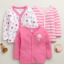 BUMZEE Cotton Knit Full Sleeves Stripes & Rabbit Print Jablas Pack of 3 - Pink & White-picture-33