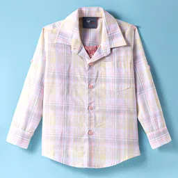 Dapper Dudes Full Sleeves Checked Shirt With Attached Tee - Lemon image 2