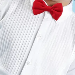 Mark & Mia Full Sleeves Party Shirt With Bow Solid - White image 3