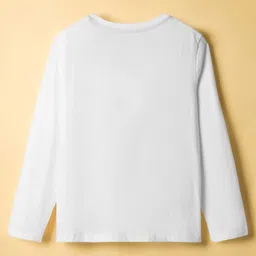 HoneyHap Disney Single Jersey Knit Full Sleeves Night Suit With Disney Princess Print - White & Navy Blue image 3