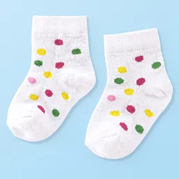 Cute Walk By Babyhug Anti Bacterial Cotton Rich Non Terry Ankle Length Socks Stripes & Polka Dot Deign Pack Of 5 - Multicolor image 4