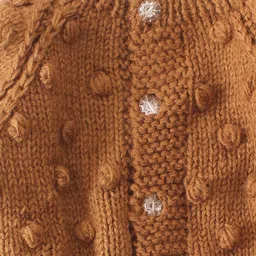 Woonie Full Sleeves Dots Designed Handknitted Cardigan - Brown image 5