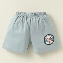 CUCUMBER Sinker Knit Half Sleeves Shorts Night Suit with Motorcycle Print - Navy Blue image 4