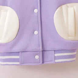 Mark & Mia Full Sleeves Solid Color Bomber Jacket with Kangaroo Pocket - Purple image 4