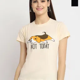 Tromko Women Pack of 2 Typography Printed Round Neck Cotton Regular Fit T-shirts-image-33