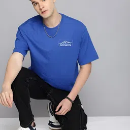 r.code by the roadster life co. The Roadster Lifestyle Co. Men Graphic Printed Round Neck Cotton Oversized T-shirt image 4
