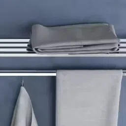 suzi by suzi Dual Folding Towel- Rack 24 Inch/Towel Stand Hanger Bar for Bathroom Accessories Silver-Chrome Towel Holder image 3