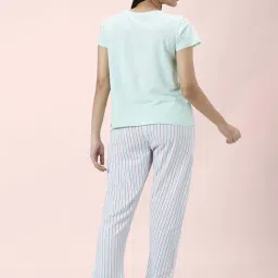 Dreamz by Pantaloons Green Cotton Printed Top Pyjamas Set image 2
