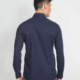 Arrow New York Navy Slim Fit Self Design Shirt image 2