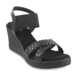 Metro Women's Black Ankle Strap Wedges image 2