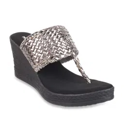 Mochi Women's Gun Metal T-Strap Wedges image 2
