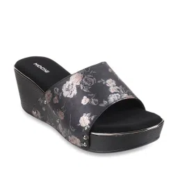 Mochi Women's Black Casual Wedges image 2