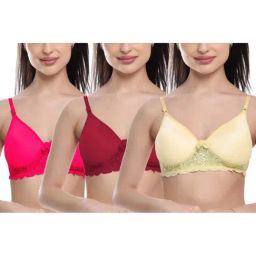 fims FIMS: Fashion is my Style Maroon & Beige Lace Work Everyday Bras - Pack Of 3-picture-43