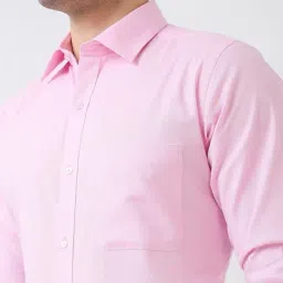 Raymond Pink Cotton Slim Fit Self Pattern Shirt image 5