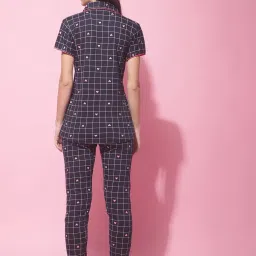 Secret Wish Navy Printed Shirt With Pyjamas image 2