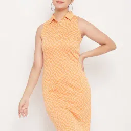 MADAME Orange Printed Bodycon Dress-picture-19