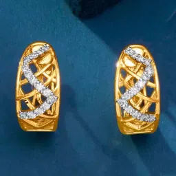 P.N.Gadgil Jewellers 18KT Yellow Gold & Diamond Huggie Earrings for Women-picture-21