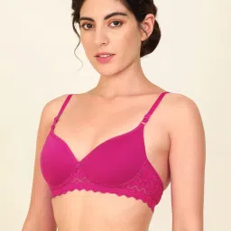 AROUSY Pink & Maroon Cotton Self Pattern T-Shirt Bra - Pack Of 2 image 2