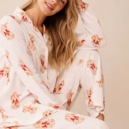 La Vie En Rose Dog Print Micropolar Pyjama Set image 5