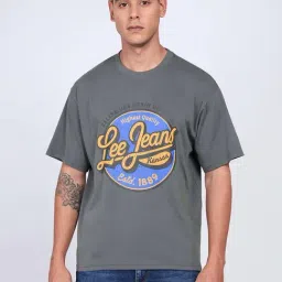 Lee Grey Loose Fit Graphic Print Cotton Crew T-Shirt-picture-35