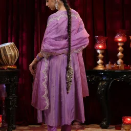 Scakhi Purple Organza Regular Fit Anarkali Set image 2