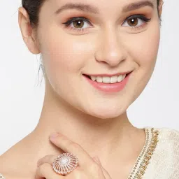 Priyaasi Rose Gold-Plated American Diamond Studded Finger Ring image 2