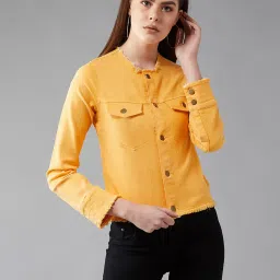 DOLCE CRUDO Yellow Full Sleeves Denim Jacket image 1