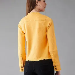 DOLCE CRUDO Yellow Full Sleeves Denim Jacket image 2