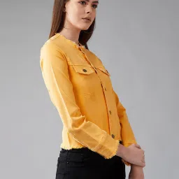 DOLCE CRUDO Yellow Full Sleeves Denim Jacket image 3