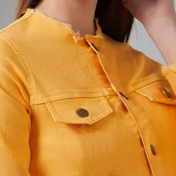 DOLCE CRUDO Yellow Full Sleeves Denim Jacket image 5