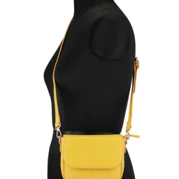 Fastrack Yellow Textured Medium Sling Handbag image 2