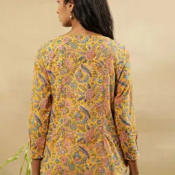 folksong W Honey Yellow Cotton Floral Print Top image 2