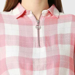Pepe Jeans Pink & White Viscose Checks Shirt image 5