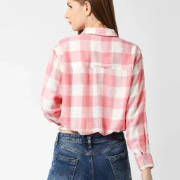 Pepe Jeans Pink & White Viscose Checks Shirt image 2