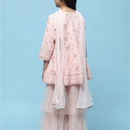 BIBA Girls Light Pink Embroidered Kurta, Gharara with Dupatta image 2