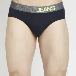 UnderJeans by Spykar Yellow & Navy Regular Fit Briefs image 2