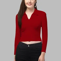 Maheshvi Women Shirt Collar Crop Top image 5