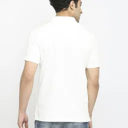 UnderJeans by Spykar White Regular Fit Printed Polo T-Shirt image 2