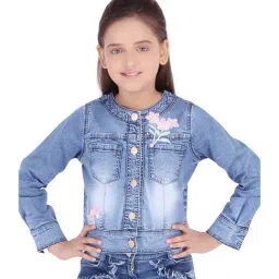 Cutecumber Kids Blue Embroidred Jacket-image-77