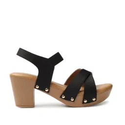 Iconics Women's Black Cross Strap Sandals image 2